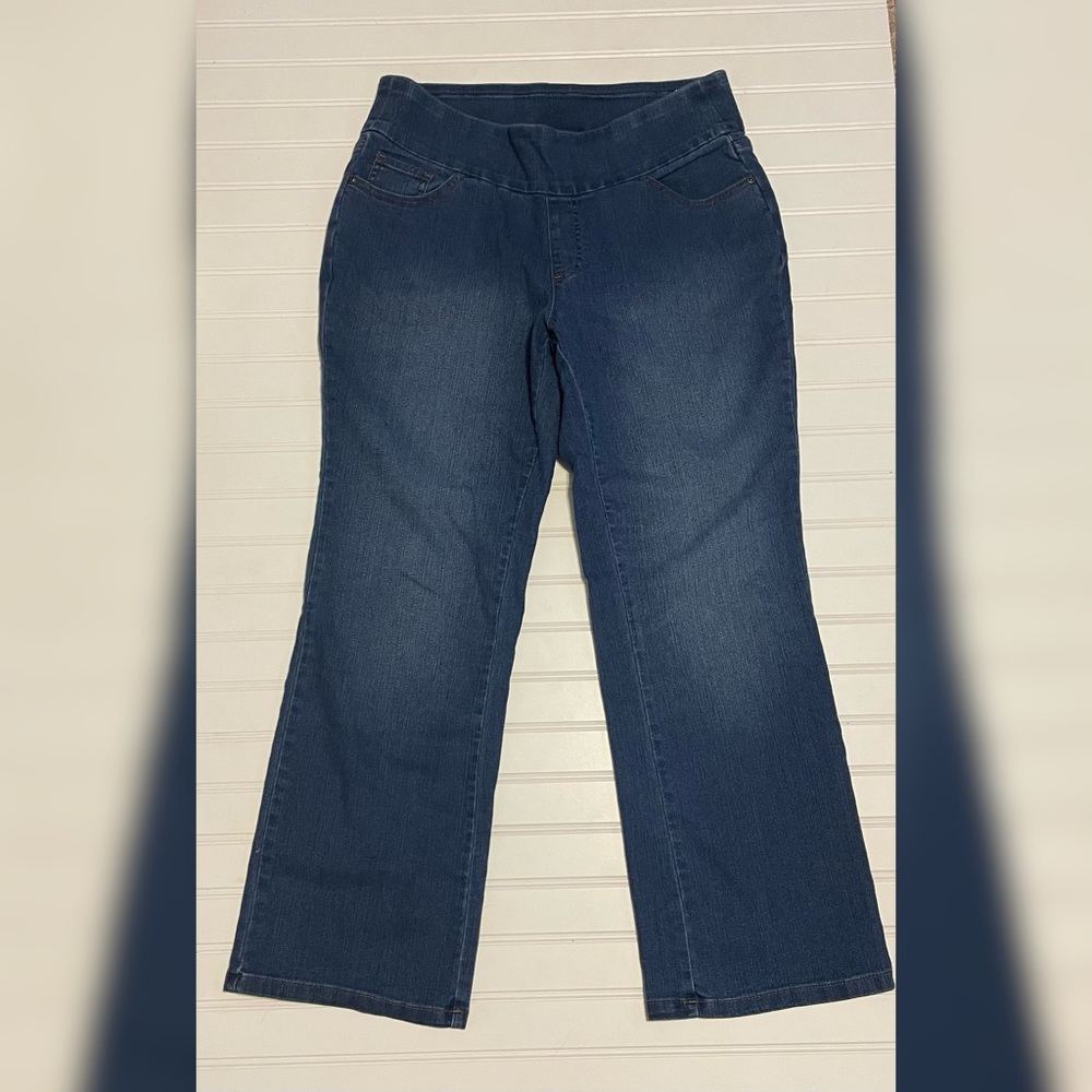Denim & co perfect denim lightly bootcut pull on jeans 12P